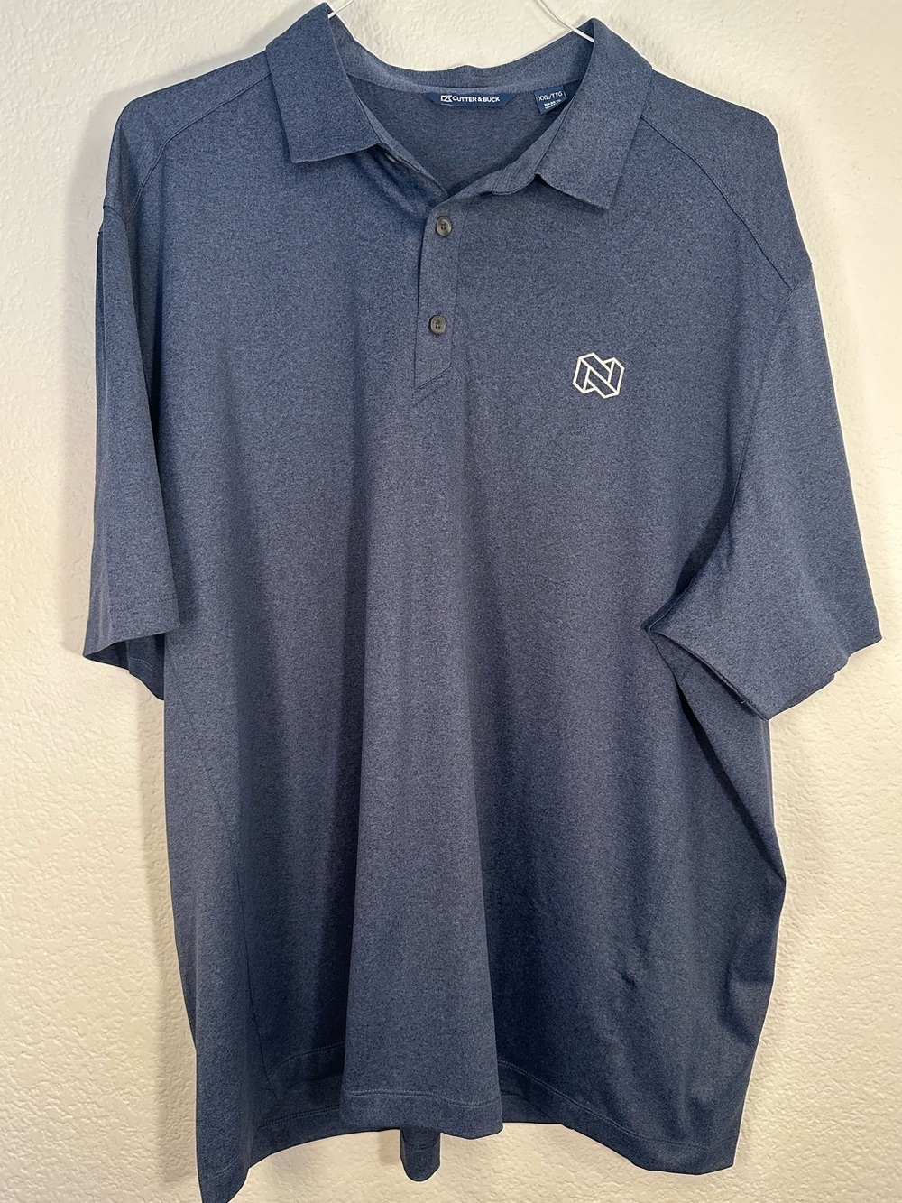 Cutter & Buck Men’s XXL Blue Heather Polo Shirt Short Sleeve Performance Stretch
